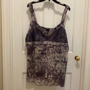 Calvin Klein Jeans Top Adjustable Straps Size 2X Purple/White Floral Print NWT